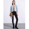 imageAllegra K Denim Jacket for Womens Collarless 2025 Cardigan 34 Sleeve Crop Jean JacketsSky Blue