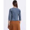 imageAllegra K Denim Jacket for Womens Collarless 2025 Cardigan 34 Sleeve Crop Jean JacketsWashed Blue