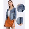 imageAllegra K Denim Jacket for Womens Collarless 2025 Cardigan 34 Sleeve Crop Jean JacketsWashed Blue
