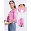 imageAllegra K Denim Jacket for Womens Collarless 2025 Cardigan 34 Sleeve Crop Jean JacketsWashed Pink