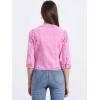 imageAllegra K Denim Jacket for Womens Collarless 2025 Cardigan 34 Sleeve Crop Jean JacketsWashed Pink
