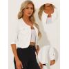 imageAllegra K Denim Jacket for Womens Collarless 2025 Cardigan 34 Sleeve Crop Jean JacketsWhite