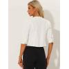 imageAllegra K Denim Jacket for Womens Collarless 2025 Cardigan 34 Sleeve Crop Jean JacketsWhite