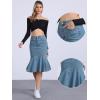 imageAllegra K Denim Jean Skirt for Womens High Waist Bodycon Ruffles Fishtail SkirtsLight Blue