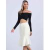imageAllegra K Denim Jean Skirt for Womens High Waist Bodycon Ruffles Fishtail SkirtsWhite