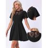 imageAllegra K Gothic Dress for Women Halloween Party Dress with Lace Mock Neck ALine Vintage Cocktail DressesBlack