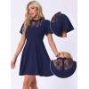 imageAllegra K Gothic Dress for Women Halloween Party Dress with Lace Mock Neck ALine Vintage Cocktail DressesDark Blue