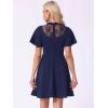 imageAllegra K Gothic Dress for Women Halloween Party Dress with Lace Mock Neck ALine Vintage Cocktail DressesDark Blue
