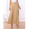 imageAllegra K Long Pleated Skirt for Womens Elastic High Waist with Belt Swing Aline Work Maxi SkirtKhaki