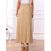 imageAllegra K Long Pleated Skirt for Womens Elastic High Waist with Belt Swing Aline Work Maxi SkirtKhaki