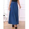 imageAllegra K Long Pleated Skirt for Womens Elastic High Waist with Belt Swing Aline Work Maxi SkirtNavy Blue