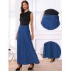 imageAllegra K Long Pleated Skirt for Womens Elastic High Waist with Belt Swing Aline Work Maxi SkirtNavy Blue