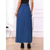 imageAllegra K Long Pleated Skirt for Womens Elastic High Waist with Belt Swing Aline Work Maxi SkirtNavy Blue