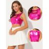 imageAllegra K Metallic Crop Top for Womens Sleeveless Cut Out Party Clubwear Holographic Tank TopsFuschia Pink