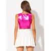 imageAllegra K Metallic Crop Top for Womens Sleeveless Cut Out Party Clubwear Holographic Tank TopsFuschia Pink