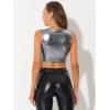 imageAllegra K Metallic Crop Top for Womens Sleeveless Cut Out Party Clubwear Holographic Tank TopsGrey