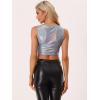 imageAllegra K Metallic Crop Top for Womens Sleeveless Cut Out Party Clubwear Holographic Tank TopsHolographic Blue