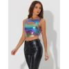 imageAllegra K Metallic Crop Top for Womens Sleeveless Cut Out Party Clubwear Holographic Tank TopsHolographic Purple