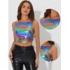 imageAllegra K Metallic Crop Top for Womens Sleeveless Cut Out Party Clubwear Holographic Tank TopsHolographic Purple