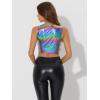 imageAllegra K Metallic Crop Top for Womens Sleeveless Cut Out Party Clubwear Holographic Tank TopsHolographic Purple