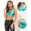 imageAllegra K Metallic Crop Top for Womens Sleeveless Cut Out Party Clubwear Holographic Tank TopsLake Green