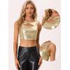 imageAllegra K Metallic Crop Top for Womens Sleeveless Cut Out Party Clubwear Holographic Tank TopsLight Gold