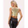 imageAllegra K Metallic Crop Top for Womens Sleeveless Cut Out Party Clubwear Holographic Tank TopsLight Gold