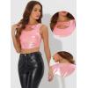 imageAllegra K Metallic Crop Top for Womens Sleeveless Cut Out Party Clubwear Holographic Tank TopsLight Pink