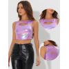 imageAllegra K Metallic Crop Top for Womens Sleeveless Cut Out Party Clubwear Holographic Tank TopsLight Purple
