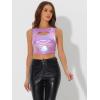 imageAllegra K Metallic Crop Top for Womens Sleeveless Cut Out Party Clubwear Holographic Tank TopsLight Purple