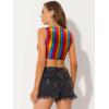 imageAllegra K Metallic Crop Top for Womens Sleeveless Cut Out Party Clubwear Holographic Tank TopsMulticolor
