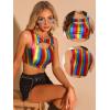 imageAllegra K Metallic Crop Top for Womens Sleeveless Cut Out Party Clubwear Holographic Tank TopsMulticolor