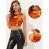 imageAllegra K Metallic Crop Top for Womens Sleeveless Cut Out Party Clubwear Holographic Tank TopsOrange