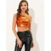 imageAllegra K Metallic Crop Top for Womens Sleeveless Cut Out Party Clubwear Holographic Tank TopsOrange