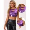 imageAllegra K Metallic Crop Top for Womens Sleeveless Cut Out Party Clubwear Holographic Tank TopsPurple