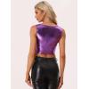 imageAllegra K Metallic Crop Top for Womens Sleeveless Cut Out Party Clubwear Holographic Tank TopsPurple