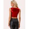 imageAllegra K Metallic Crop Top for Womens Sleeveless Cut Out Party Clubwear Holographic Tank TopsRed
