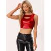imageAllegra K Metallic Crop Top for Womens Sleeveless Cut Out Party Clubwear Holographic Tank TopsRed
