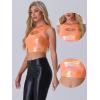 imageAllegra K Metallic Crop Top for Womens Sleeveless Cut Out Party Clubwear Holographic Tank TopsShiny Orange