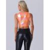 imageAllegra K Metallic Crop Top for Womens Sleeveless Cut Out Party Clubwear Holographic Tank TopsShiny Orange