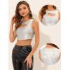imageAllegra K Metallic Crop Top for Womens Sleeveless Cut Out Party Clubwear Holographic Tank TopsSilver