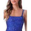imageAllegra K Party Mini Dress for Womens Clubwear Laceup Spaghetti Straps Bodycon Sparkly Glitter Sequin DressRoyal Blue