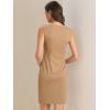 imageAllegra K Sheath Dress for Womens Business Teacher Sleeveless Boat Neck Professional Office DressesKhaki