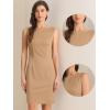 imageAllegra K Sheath Dress for Womens Business Teacher Sleeveless Boat Neck Professional Office DressesKhaki