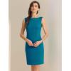 imageAllegra K Sheath Dress for Womens Business Teacher Sleeveless Boat Neck Professional Office DressesLake Green