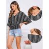imageAllegra K Tops for Womens Summer Boho V Neck Print Chiffon Top Smocked Batwing Dolman Sleeve BlousesBlack