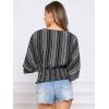 imageAllegra K Tops for Womens Summer Boho V Neck Print Chiffon Top Smocked Batwing Dolman Sleeve BlousesBlack