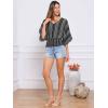 imageAllegra K Tops for Womens Summer Boho V Neck Print Chiffon Top Smocked Batwing Dolman Sleeve BlousesBlack