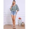 imageAllegra K Tops for Womens Summer Boho V Neck Print Chiffon Top Smocked Batwing Dolman Sleeve BlousesLight Gray Green