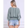 imageAllegra K Tops for Womens Summer Boho V Neck Print Chiffon Top Smocked Batwing Dolman Sleeve BlousesLight Gray Green